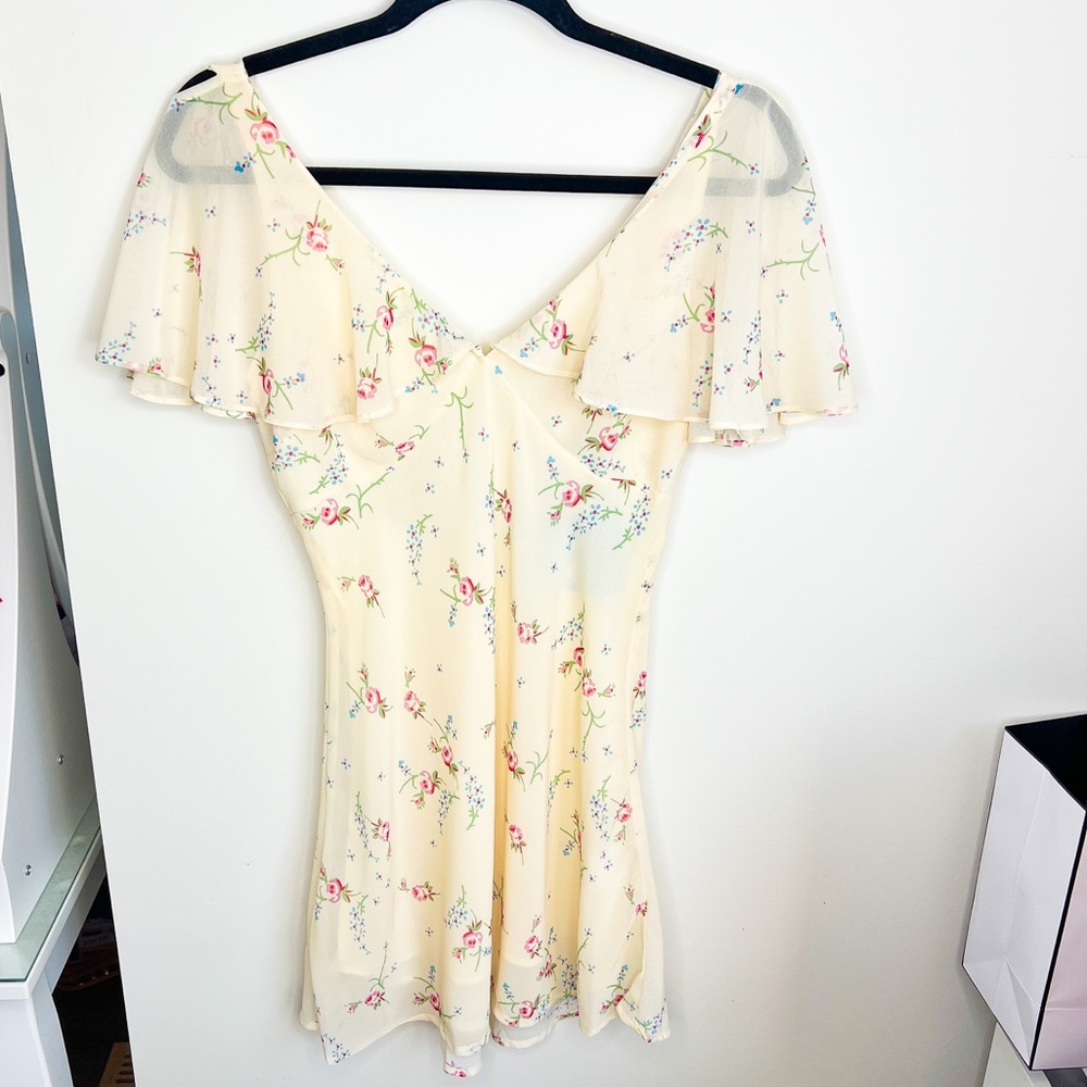 VRG GIRL - Along The Seine Floral Mini dress in Butter